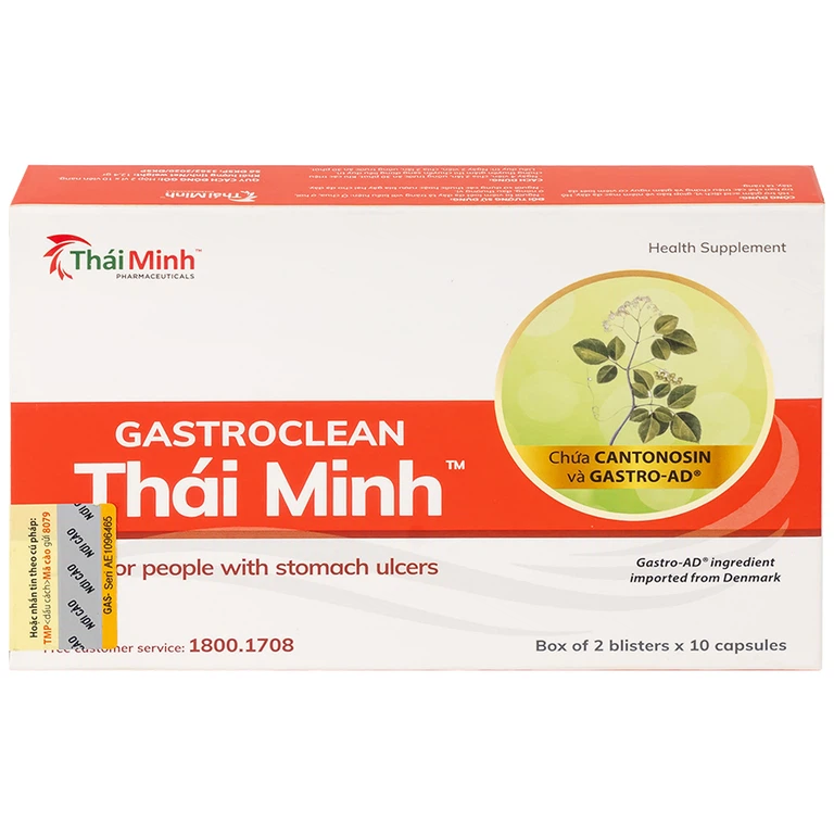Viên nang cứng Gastroclean Thái Minh dùng cho người viêm loét dạ dày (2 vỉ x 10 viên)