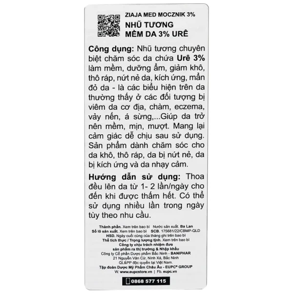 Nhũ tương mềm da 3% Urê Ziaja Med Mocznik 3% làm mềm, dưỡng ẩm, giảm khô da (50ml)