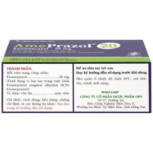 Thuốc AmePrazol 20mg OPV điều trị bệnh trào ngược dạ dày thực quản (5 vỉ x 6 viên)