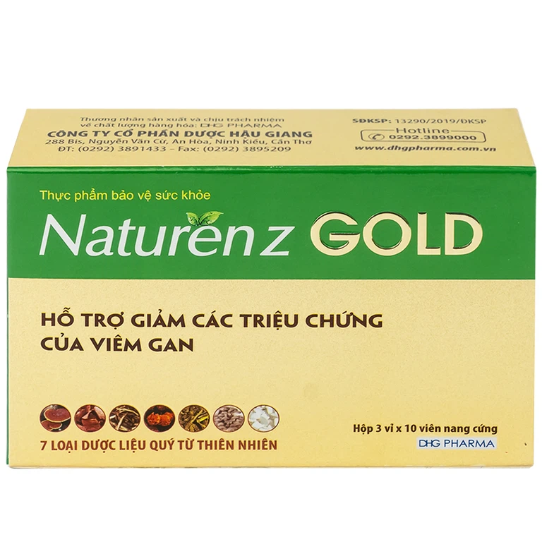 Viên nang cứng Naturenz Gold DHG Pharma hỗ trợ giảm các triệu chứng của viêm gan (3 vỉ x 10 viên)