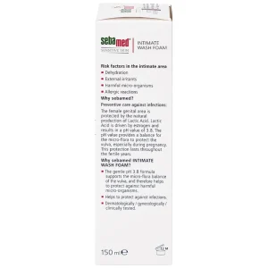 Dung dịch vệ sinh phụ nữ Intimate Wash Foam Sebamed giúp làm sạch dịu nhẹ đa vùng kín, giúp ngăn mùi hôi (200ml)