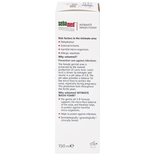 Dung dịch vệ sinh phụ nữ Intimate Wash Foam Sebamed giúp làm sạch dịu nhẹ đa vùng kín, giúp ngăn mùi hôi (200ml)