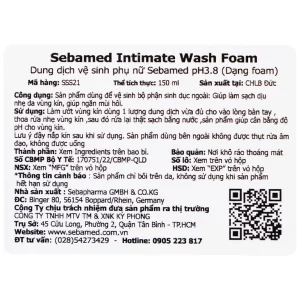 Dung dịch vệ sinh phụ nữ Intimate Wash Foam Sebamed giúp làm sạch dịu nhẹ đa vùng kín, giúp ngăn mùi hôi (200ml)