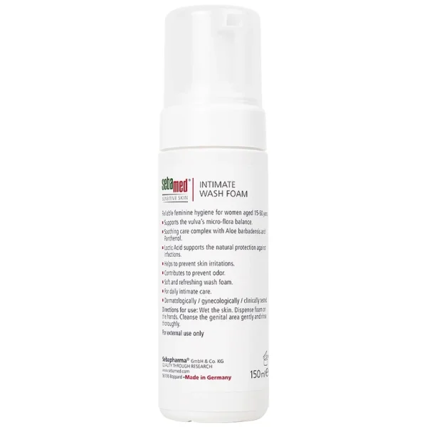 Dung dịch vệ sinh phụ nữ Intimate Wash Foam Sebamed giúp làm sạch dịu nhẹ đa vùng kín, giúp ngăn mùi hôi (200ml)