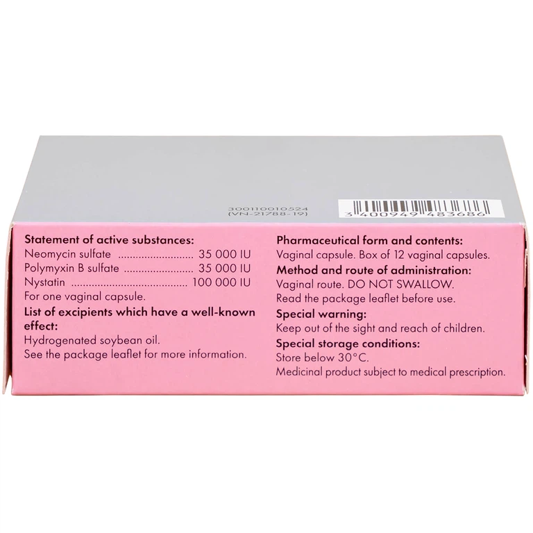 Viên đặt âm đạo Polygynax Innothera Chouzy điều trị viêm âm đạo, âm hộ - âm đạo (2 vỉ x 6 viên)