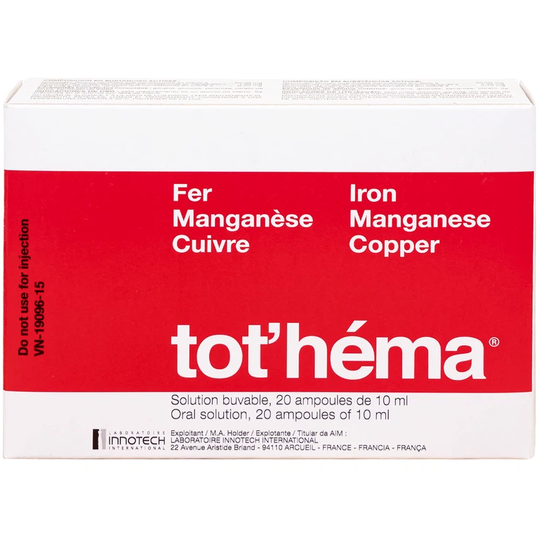 Dung dịch Tot'héma Innothera điều trị thiếu máu do sắt (2 vỉ x 10 ống x 10ml)