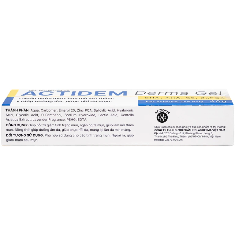 Gel Actidem Derma giúp ngăn ngừa mụn, làm mờ vết thâm (40g)