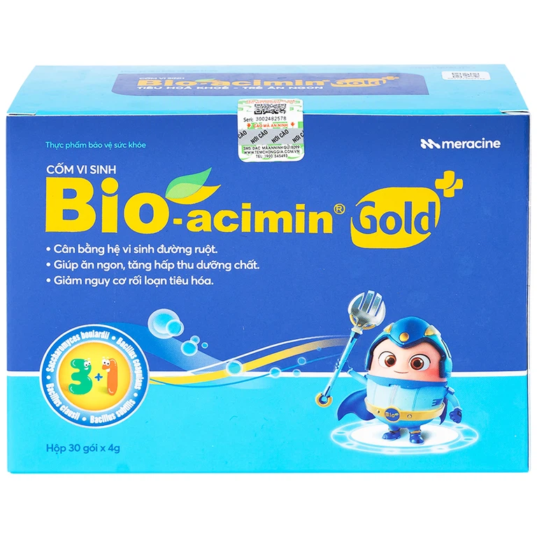 Cốm vi sinh Bioacimin Gold Meracine cân bằng hệ vi sinh đường ruột, giảm nguy cơ rối loạn tiêu hóa (30 gói)