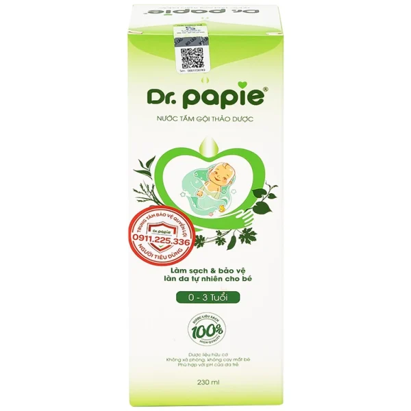 Nước tắm gội thảo dược Dr.Papie Starmed làm sạch, làm dịu mát da, chăm sóc và bảo vệ da bé (230ml)
