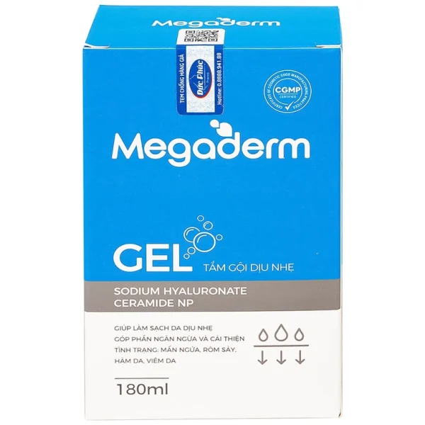 Gel tắm gội dịu nhẹ Megaderm CVI Đức Phúc Pharma làm sạch dịu nhẹ, chăm sóc và bảo vệ da (180ml)