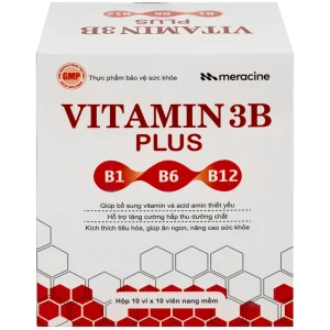 Viên uống Vitamin 3B Plus Meracine bổ sung vitamin B1, B6, B12, acid amin cho cơ thể (10 vỉ x 10 viên)
