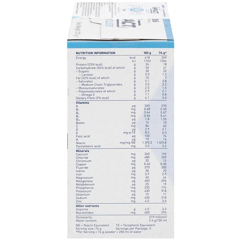 Sữa Oral Impact Powder bổ sung dinh dưỡng, tăng cường miễn dịch trước và sau phẫu thuật (5 gói x 74g)