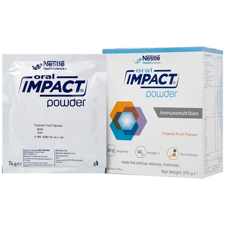 Sữa Oral Impact Powder bổ sung dinh dưỡng, tăng cường miễn dịch trước và sau phẫu thuật (5 gói x 74g)