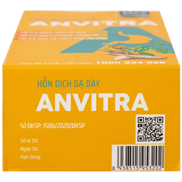 Hỗn dịch dạ dày Anvitra 15ml giảm acid dạ dày, ợ chua, nóng rát, bảo vệ niêm mạc dạ dày (15 gói)