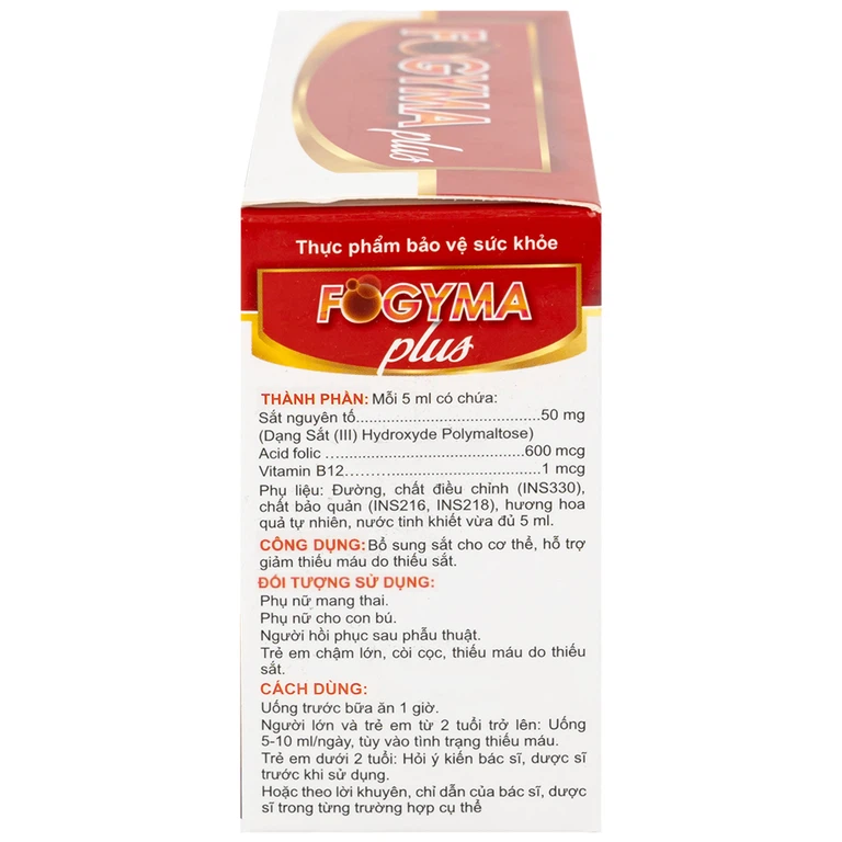 Dung dịch uống Fogyma Plus VNP bổ sung sắt cho cơ thể, hỗ trợ giảm thiếu máu do thiếu sắt (4 vỉ x 5 ống)