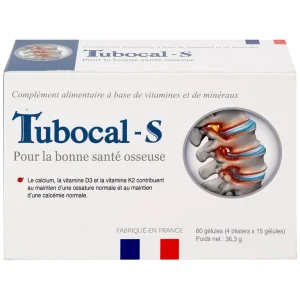 Viên uống Tubocal-S Lustrel bổ sung canxi, vitamin D3 và vitamin K2, giúp xương và răng chắc khỏe (4 vỉ x 15 viên)