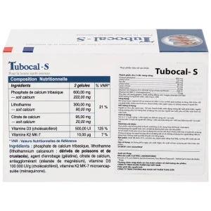 Viên uống Tubocal-S Lustrel bổ sung canxi, vitamin D3 và vitamin K2, giúp xương và răng chắc khỏe (4 vỉ x 15 viên)