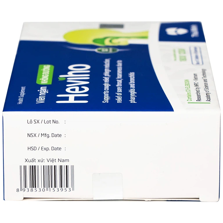 Viên ngậm không đường Heviho Thái Minh hỗ trợ giảm ho, giảm đờm, giảm đau họng (3 vỉ x 6 viên)