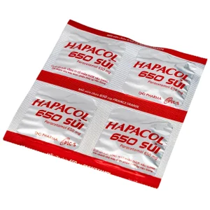 Viên sủi Hapacol 650 DHG điều trị các cơn đau có cường độ nhẹ đến trung bình và sốt (4 vỉ x 4 viên)