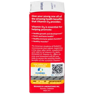 Dung dịch BioAmicus Vitamin D3 10.3ml bổ sung vitamin D3, hỗ trợ phát triển xương