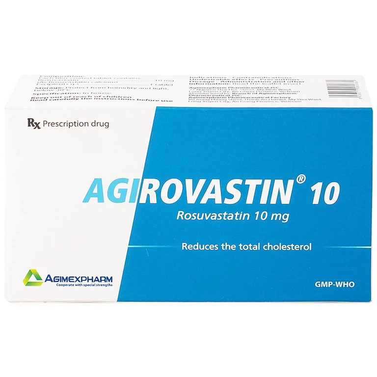 Thuốc Agirovastin 10 Agimexpharm điều trị tăng cholesterol máu (6 vỉ x 10 viên)