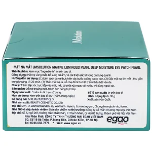 Mặt nạ mắt JMsolution Marine Luminous Pearl Deep Moisture Eye Patch Pearl bổ sung độ ẩm và cải thiện sắc tố da (90g)