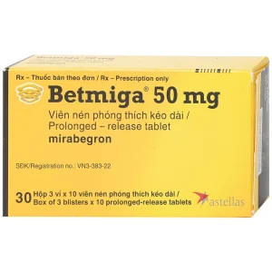 Thuốc Betmiga 50mg Astellas điều trị triệu chứng tiểu gấp (3 vỉ x 10 viên)