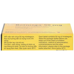 Thuốc Betmiga 50mg Astellas điều trị triệu chứng tiểu gấp (3 vỉ x 10 viên)