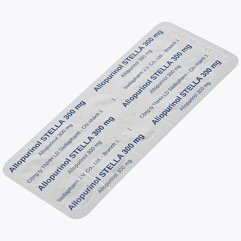 Thuốc Allopurinol 300mg Stella Pharm giảm sự hình thành acid uric, điều trị bệnh gout (10 vỉ x 10 viên)