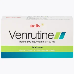 Thuốc Venrutine Reliv điều trị bệnh trĩ, các chứng xuất huyết dưới da, vết bầm máu (3 vỉ x 10 viên)