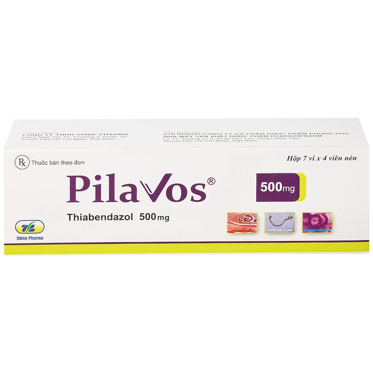 Thuốc Pilavos 500mg Usarichpharm điều trị bệnh giun lươn, ấu trùng giun di chuyển dưới da (7 vỉ x 4 viên)