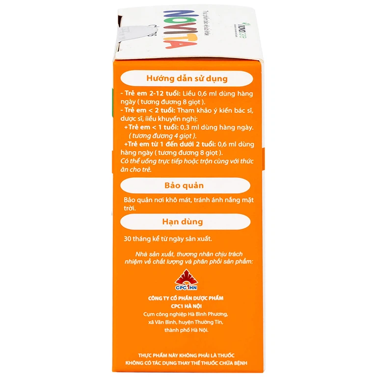 Dung dịch uống Novita Drops 30ml Novocare bổ sung vitamin, hỗ trợ tăng khả năng hấp thu dinh dưỡng