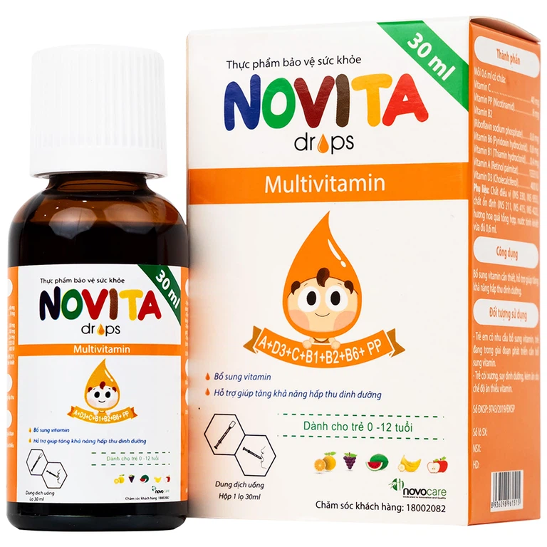Dung dịch uống Novita Drops 30ml Novocare bổ sung vitamin, hỗ trợ tăng khả năng hấp thu dinh dưỡng