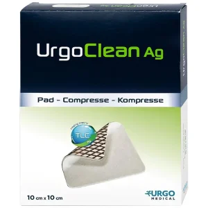 Gạc kháng khuẩn chống dính UrgoClean Ag 10cm x 10cm Urgo làm sạch vết thương mạn tính (10 miếng)