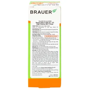 Siro Brauer Baby Kids D3+k2 High Potency MK-7 Drops 10ml bổ sung vitamin D3 và vitamin K2