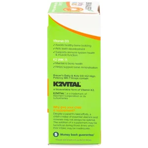 Siro Brauer Baby Kids D3+k2 High Potency MK-7 Drops 10ml bổ sung vitamin D3 và vitamin K2
