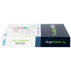Gạc kháng khuẩn chống dính UrgoClean Ag 10cm x 10cm Urgo làm sạch vết thương mạn tính (10 miếng)