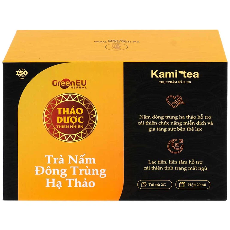 Trà Thảo Dược Nấm Đông Trùng Hạ Thảo Kami Tea 2g hỗ trợ cải thiện chức năng miễn dịch (20 túi)