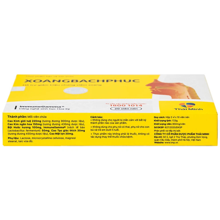 Viên uống Xoang Bach Phuc Thái Minh hỗ trợ giảm triệu chứng viêm xoang (2 vỉ x 10 viên)