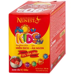 Nước Yến Sào Cao Cấp Nunest Kids vị dâu tăng cường sức khoẻ, ăn ngon (4 hũ x 70ml)