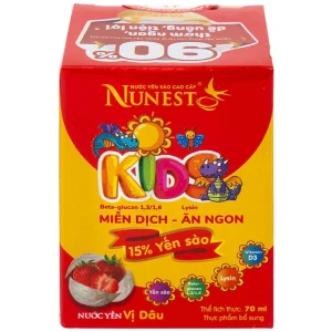 Nước Yến Sào Cao Cấp Nunest Kids vị dâu tăng cường sức khoẻ, ăn ngon (4 hũ x 70ml)