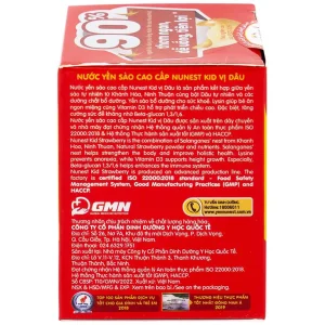 Nước Yến Sào Cao Cấp Nunest Kids vị dâu tăng cường sức khoẻ, ăn ngon (4 hũ x 70ml)