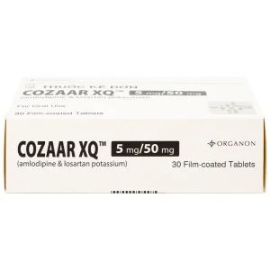 Thuốc Cozaar XQ 5/50mg Organon điều trị cao huyết áp vô căn (3 vỉ x 10 viên)