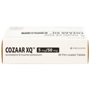 Thuốc Cozaar XQ 5/50mg Organon điều trị cao huyết áp vô căn (3 vỉ x 10 viên)