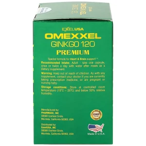 Viên uống Omexxel Ginkgo 120 Premium Omexxel hỗ trợ tốt cho não và tim mạch (60 viên)