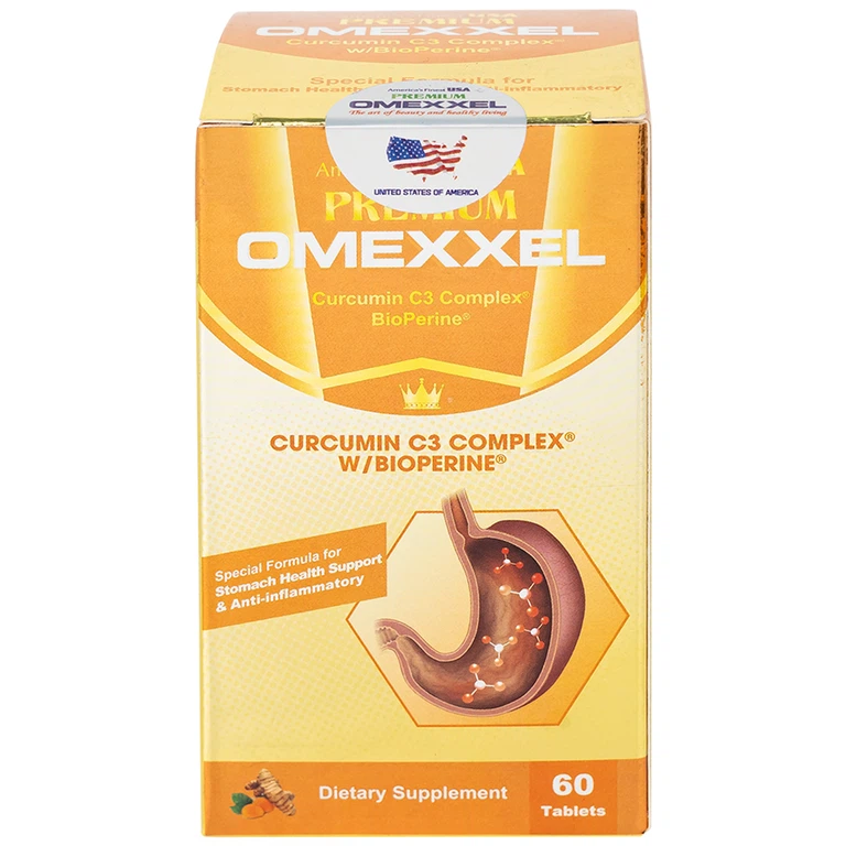 Viên uống Premium Omexxel Curcumin C3 Complex W/Bioperine hỗ trợ cải thiện tiêu hóa (60 viên)