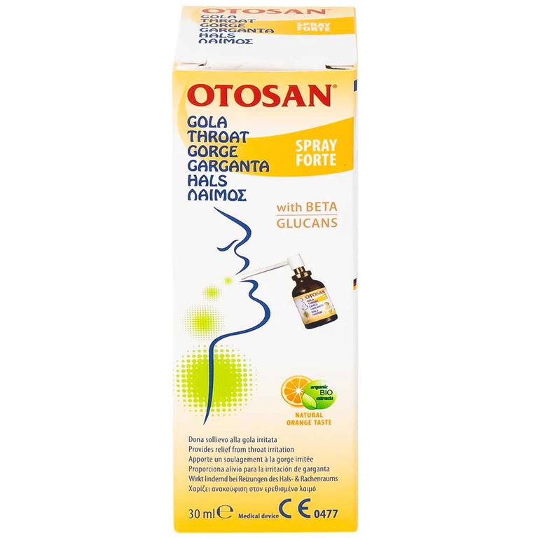 Xịt họng Otosan Spray Forte hỗ trợ điều trị viêm họng cấp, viêm hô hấp, giảm đau rát họng (30ml)