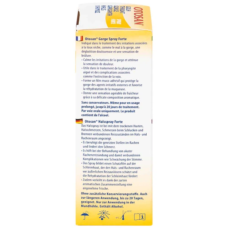 Xịt họng Otosan Spray Forte hỗ trợ điều trị viêm họng cấp, viêm hô hấp, giảm đau rát họng (30ml)