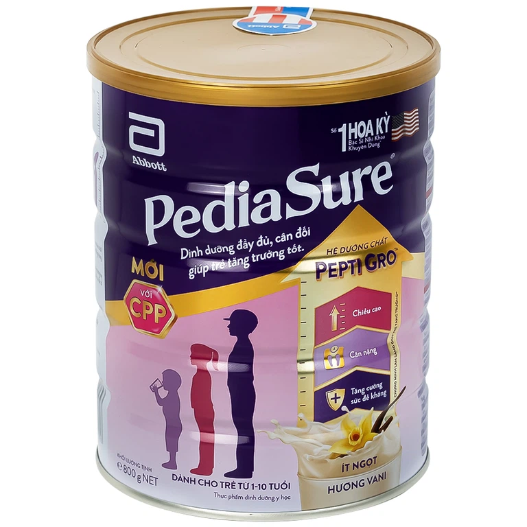 Sữa bột PediaSure 800g Abbott hương vani bổ sung dinh dưỡng cho bé từ 1-10 tuổi