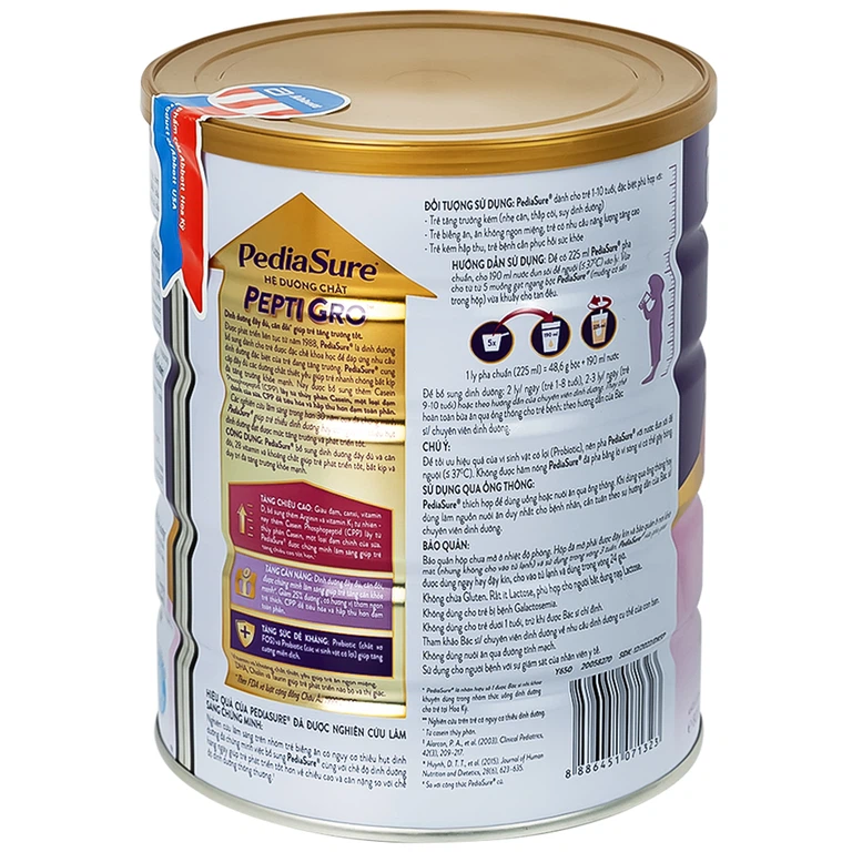Sữa bột PediaSure 800g Abbott hương vani bổ sung dinh dưỡng cho bé từ 1-10 tuổi